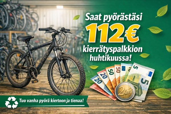 Anna py&ouml;r&auml;llesi uusi el&auml;m&auml; &ndash; vaihda s&auml;hk&ouml;py&ouml;r&auml;&auml;n ja ansaitse 112 &euro;